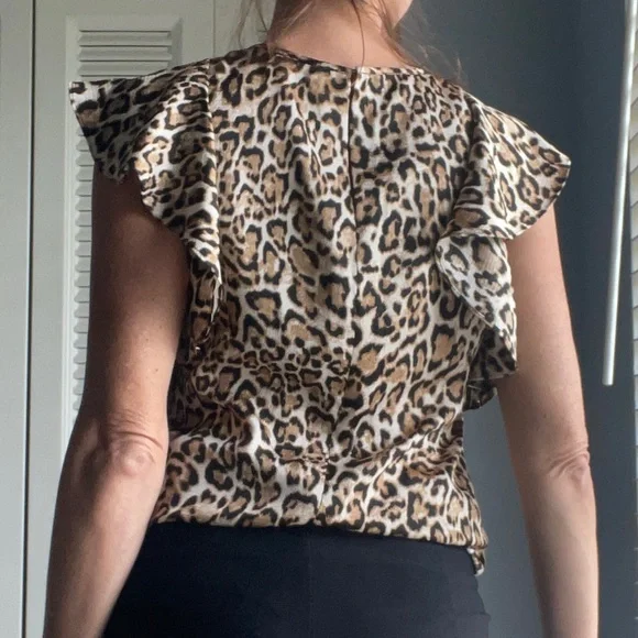 Leopard Print Blouse Michael Kors - Ruffle short sleeve - Picture 5 of 8